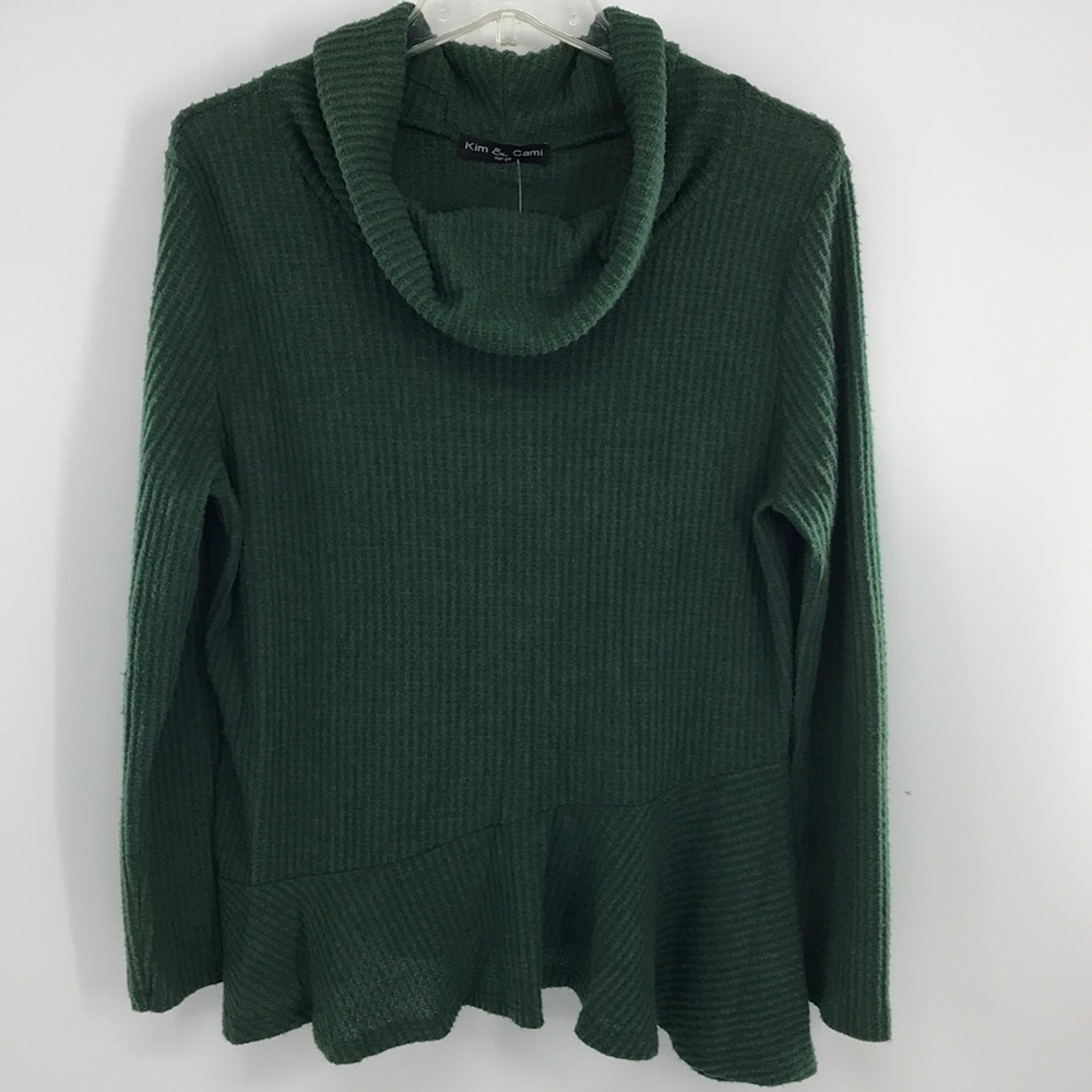 NEW Kim & Cami Cowl neck Tunic Sweater Green Sz Lg